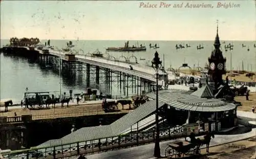 Ak Brighton East Sussex England, Palace Pier und das Aquarium