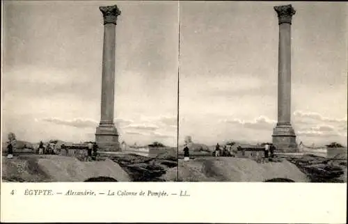 Stereo Ak Alexandria Ägypten, Pompeiussäule