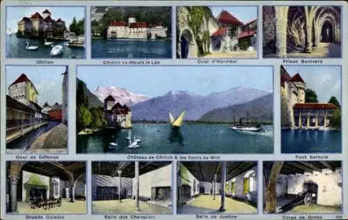 Ak Chillon Montreux Kanton Waadt, Schloss, Rittersaal, Justizsaal, Gefängnis