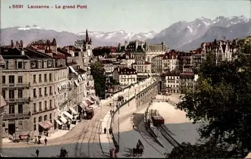 Ak Lausanne Kanton Waadt, Grand Pont