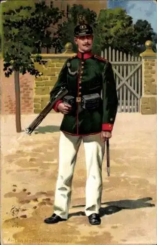 Künstler Litho Hoffmann, A., deutscher Soldat, Infanterie, Gewehr, Kaiserreich