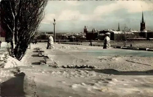 Ak Stockholm Schweden, Stadshusträdgarden, Winter