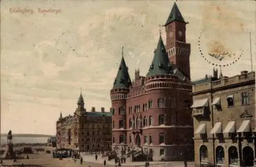 Ak Hälsingborg Helsingborg Schweden, Hamntorget