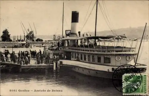 Ak Stadt Genf Schweiz, Ankunft des Bootes