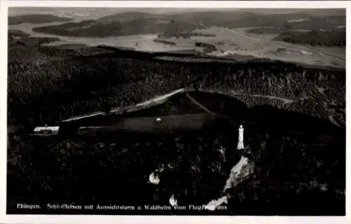 Ak Ebingen Albstadt in Württemberg, Fliegeraufnahme, Schlossfelsen, Aussichtsturm