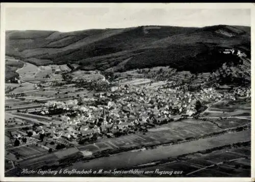 Ak Großheubach, Kloster Engelbach mit Spessarthöhen, Fliegeraufnahme