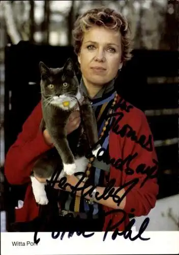 Ak Schauspielerin Witta Pohl, Portrait mit Katze, Autogramm