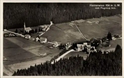 Ak Herrenwies Forbach im Schwarzwald Baden, Kurhaus, Fliegeraufnahme