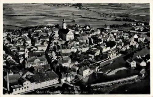 Ak Cham in der Oberpfalz, Fliegeraufnahme