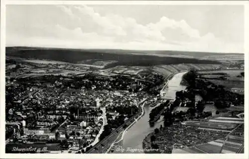 Ak Schweinfurt in Unterfranken Bayern, Fliegeraufnahme