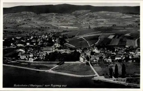 Ak Hattenheim Eltville am Rhein Hessen, Fliegeraufnahme