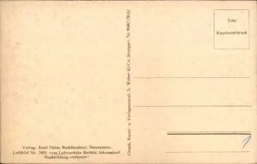 Ak Neuenstein im Hohenlohekreis Württemberg, Schloss, Fliegeraufnahme