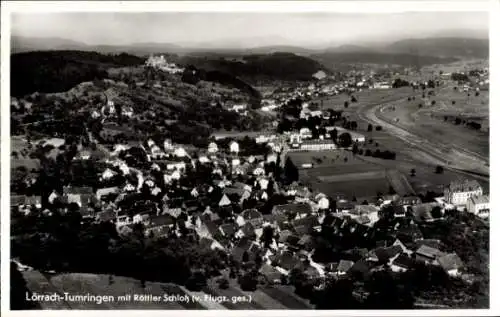 Ak Tumringen Lörrach in Baden, Röttler Schloss, Fliegeraufnahme