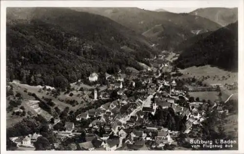 Ak Sulzburg im Markgräflerland Baden Schwarzwald, Fliegeraufnahme