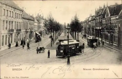 Ak Breda Nordbrabant, Nieuwe Ginnekenstraat, Pferdestraßenbahn