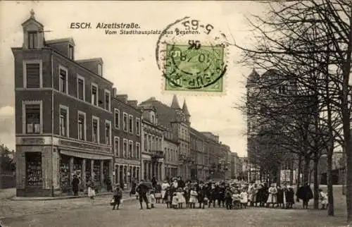 Ak Esch sur Alzette Luxemburg, Straßenpartie vom Stadthausplatz gesehen, Kindergruppe