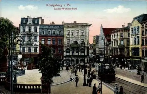 Ak Kaliningrad Königsberg Ostpreußen, Kaiser-Wilhelm-Platz, Straßenbahn