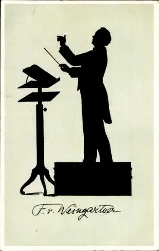 Scherenschnitt Ak Dirigent Felix Weingartner