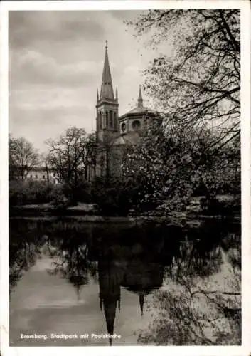 Ak Bydgoszcz Bromberg Westpreußen, Stadtpark mit Paulskirche