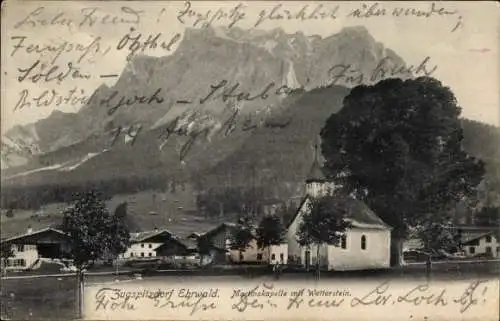 Ak Ehrwald in Tirol, Martinskapelle und Wetterstein