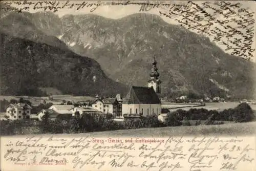 Ak Großgmain in Salzburg, Gesamtansicht, Kirche