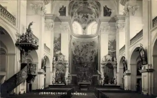 Foto Ak Krzeszów Kamienna Góra Grüssau Schlesien, Josefskirche, Innenansicht