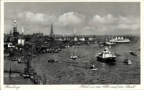 Ak Hamburg, Blick von der Elbe, Schiffe