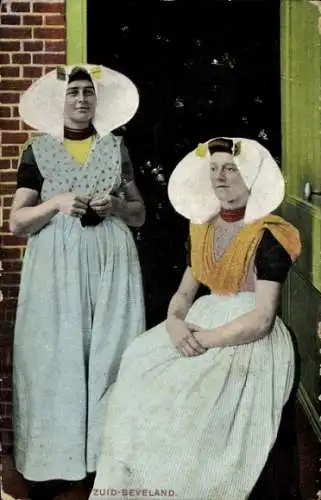 Ak Zuid Beveland, Zwei Frauen in niederländischen Trachten