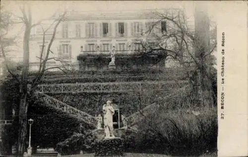 Ak Bécon les Bruyères Hauts de Seine, Chateau, Statue