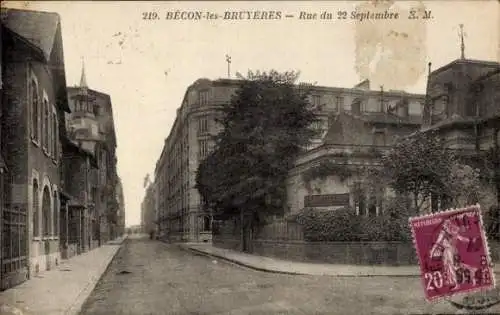 Ak Bécon les Bruyères Hauts de Seine, Rue du 22 Septembre