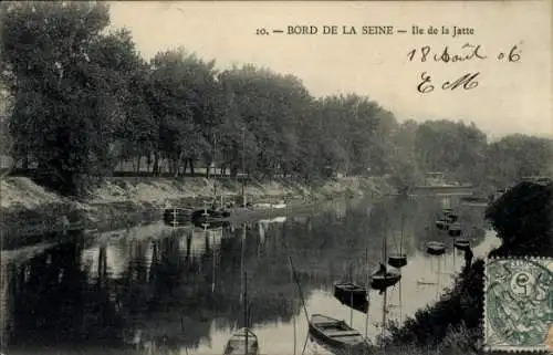 Ak Hauts-de-Seine, Ile de la Jatte, Bord de la Seine