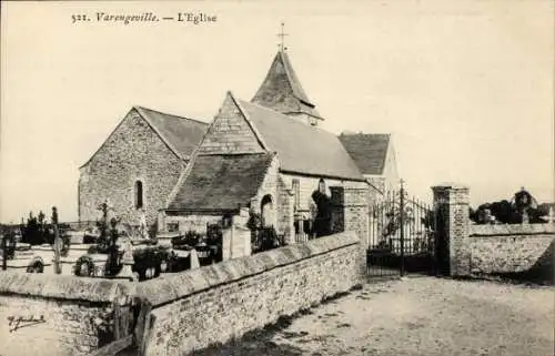 Ak Varengeville sur Mer Seine Maritime, Kirche, Friedhof