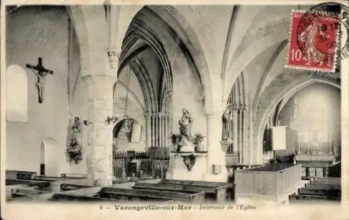 Ak Varengeville sur Mer Seine Maritime, Kirche, Innenansicht