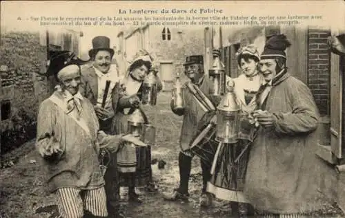 Ak Calvados Frankreich, Französische Tracht, Normandie, Menschen mit Laternen