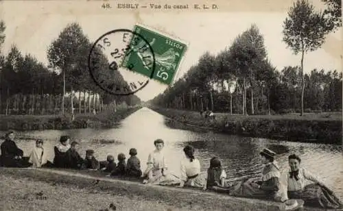 Ak Esbly Seine et Marne, Vue du Canal