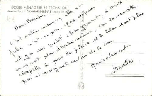 Ak Dammarie les Lys Seine et Marne, Avenue Foch, Ecole Menagere et Technique