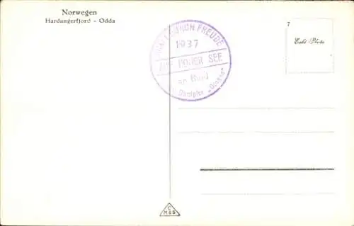 Ak Odda Norwegen, Hardangerfjord, Gesamtansicht, Dampfer
