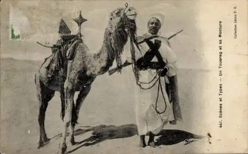 Ak Scenes et Types, Un Touareg et sa Monture, Kamel, Maghreb