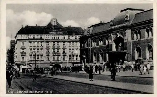 Ak Kiel in Schleswig Holstein, Bahnhof mit Hansa Hotel