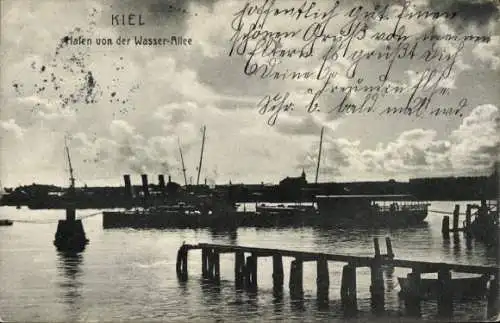 Ak Kiel, Hafen von der Wasser-Allee