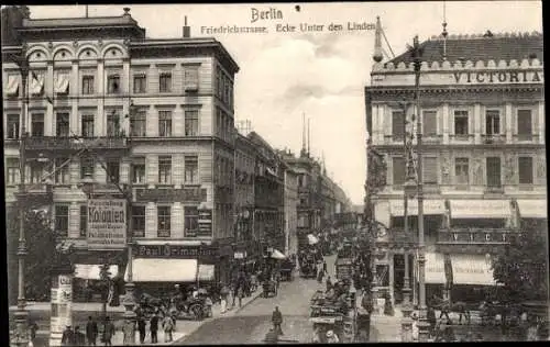 Ak Berlin Mitte, Friedrichstraße, Ecke Unter den Linden