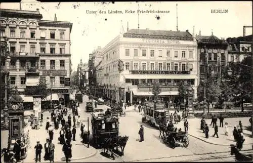 Ak Berlin Mitte, Friedrichstraße, Ecke Unter den Linden