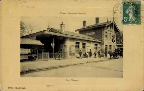 Präge Passepartout Ak Le Parc de Saint Maur Val de Marne, Bahnhof