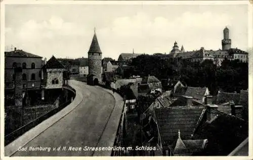 Ak Bad Homburg vor der Höhe, Neue Straßenbrücke mit Schloss