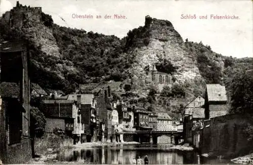 Ak Idar Oberstein an der Nahe, Schloss und Felsenkirche