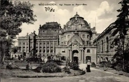 Ak Wiesbaden in Hessen, Königliches Theater, Foyer-Bau