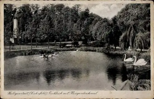 Ak Heilbad Heiligenstadt Eichsfeld Thüringen, Fischteich, Kriegerdenkmal