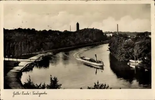 Ak Halle an der Saale, Dampfer, Turm