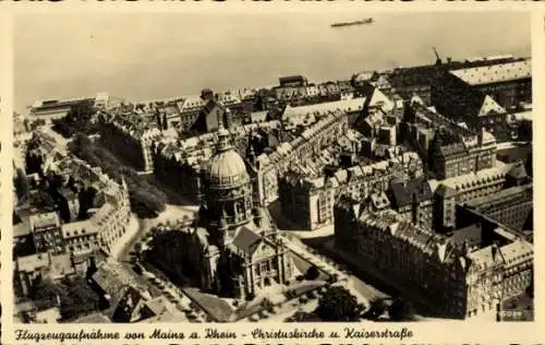 Ak Mainz am Rhein, Christuskirche, Kaiserstraße, Luftbild