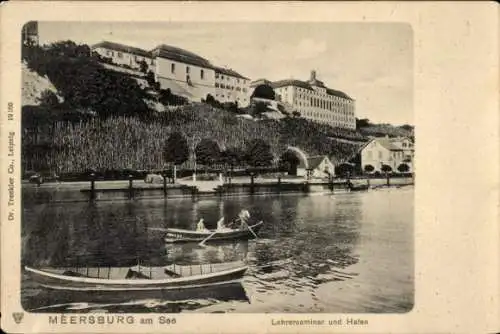 Ak Meersburg am Bodensee, Lehrerseminar, Hafen